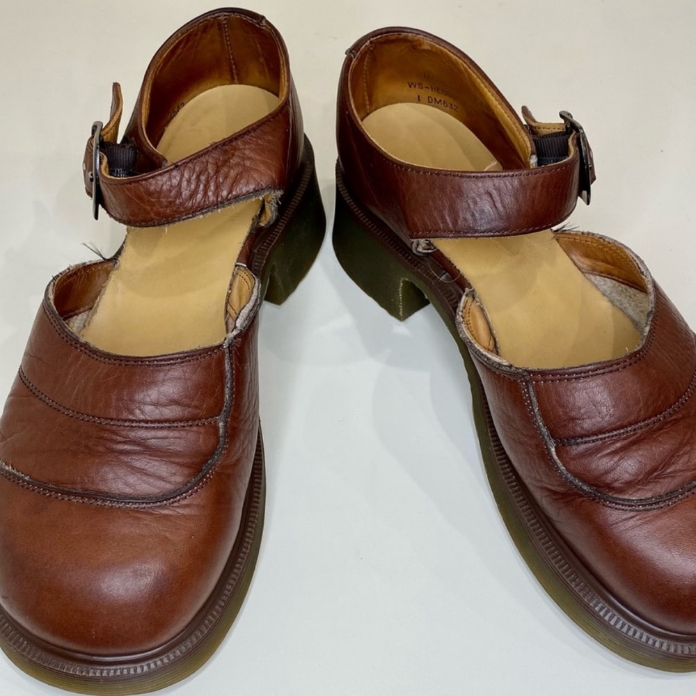 Dr. Martens Shoes Loafers Mary Janes Brown Made in England Heels Leather Vintage